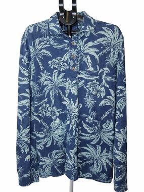 Polo by Ralph Lauren Navy Blue Tropical-Print Button-Down Shirt